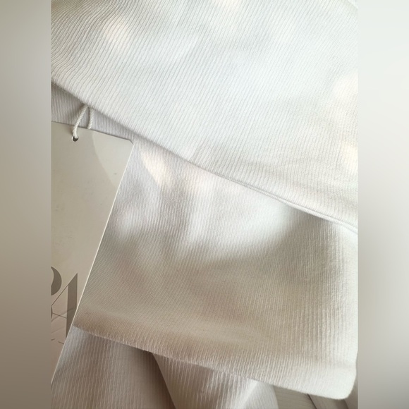 Zara white midi dress cropped one shoulder ribbed cotton fitted bodycon - Picture 16 of 16